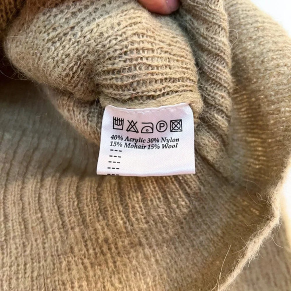 Carin Wester Mohair Wool Blend Green Ruffled Crew Neck Cropped Sweater Small - Picture 6 of 7